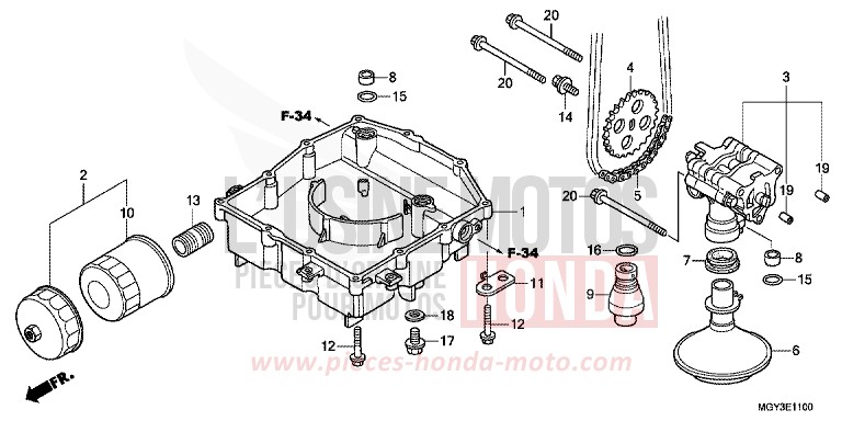 CARTER D'HUILE/POMPE A HUILE von VFR800X „Crossrunner“ MAT BULLET SILVER (NH389) von 2012